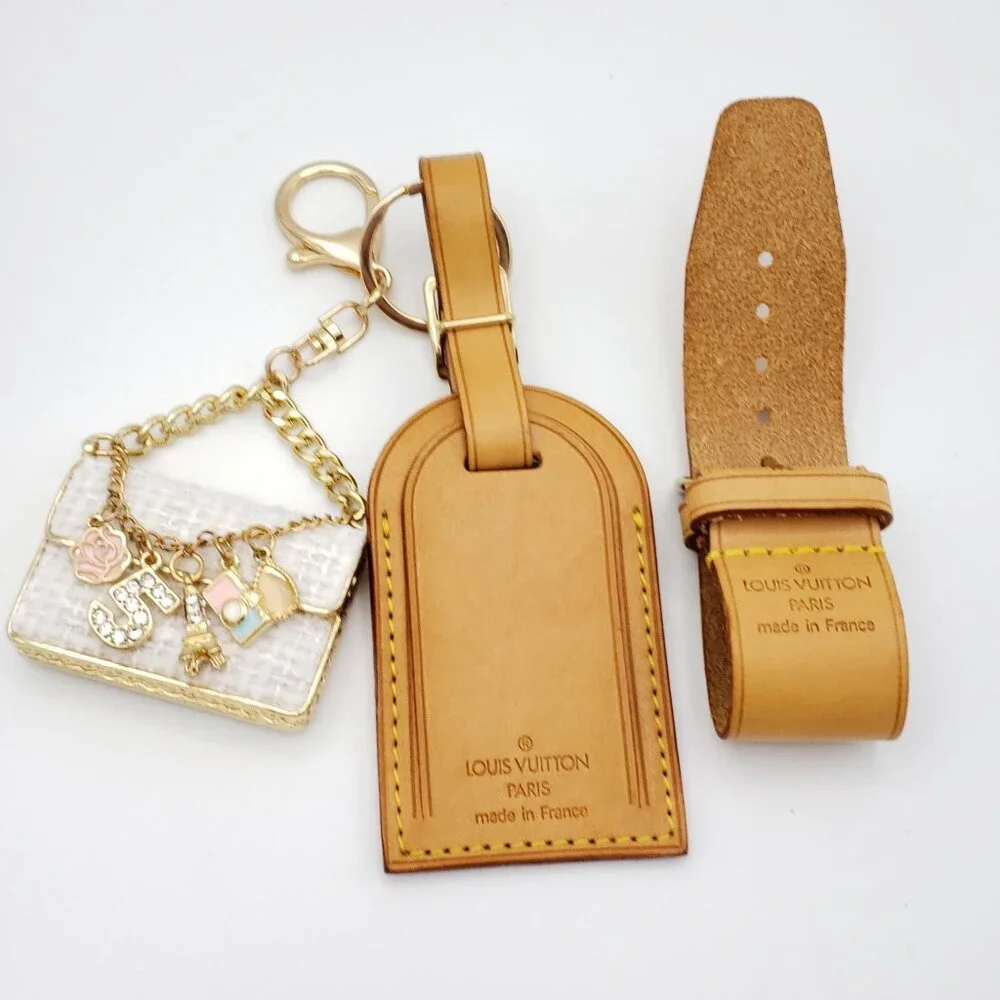 Authentic Louis Vuitton Luggage tag with Unbranded Keycharm